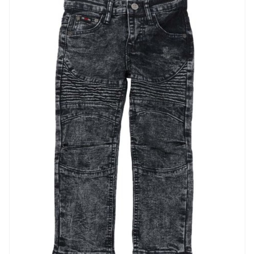 Washed moto jeans